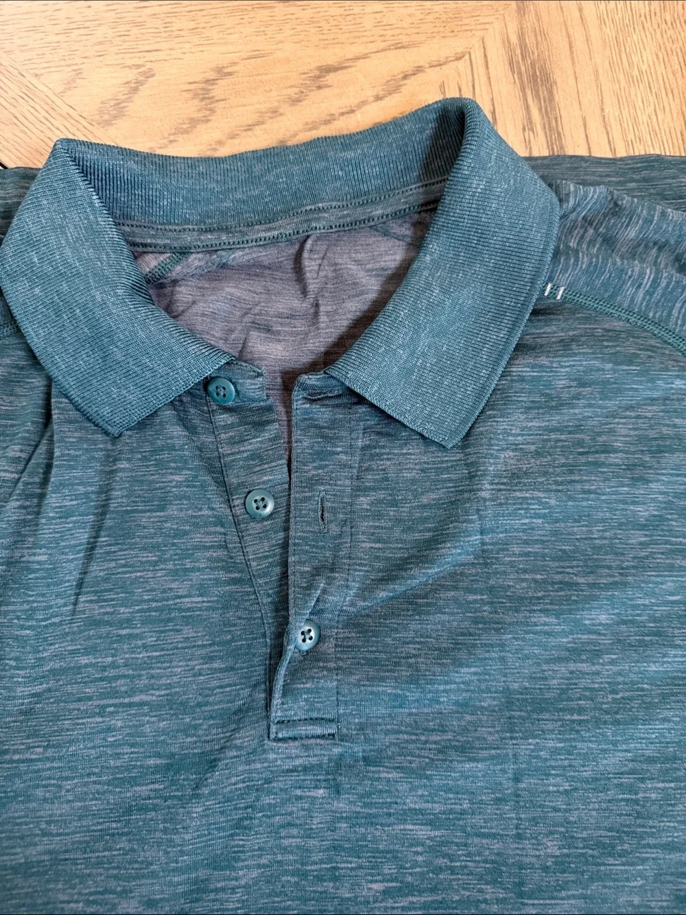 Lululemon Men's Heather Teal Polo Shirt
